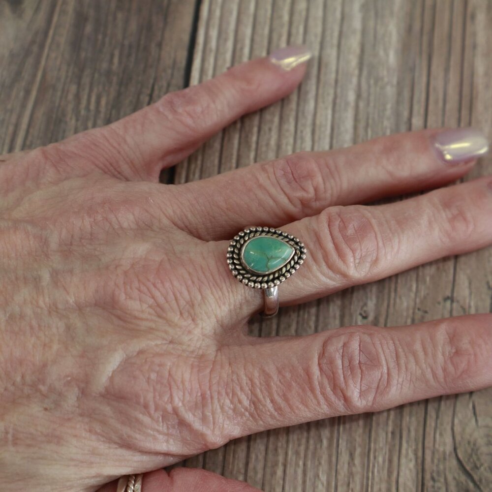 Amarillo‎ Turquoise Ring Silver Gypsy Modern Classic Party Bohemian Dainty NWT